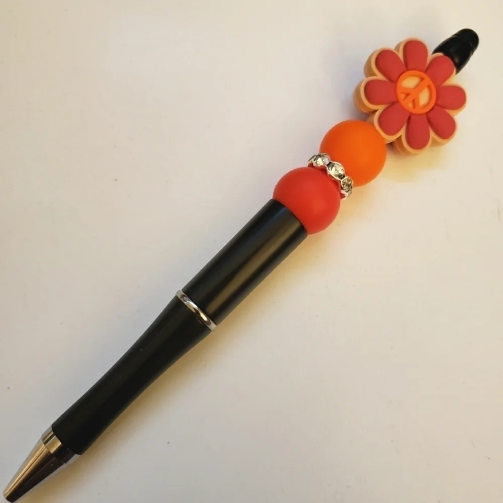 Handmade Flower Peace Beaded Silicone Focal Bead Pen